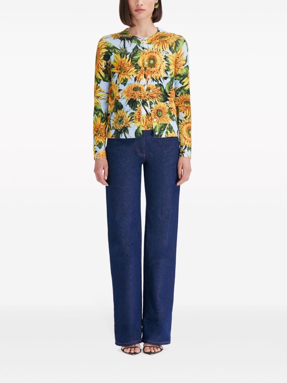 Sunflower-print knitted cardigan - 2
