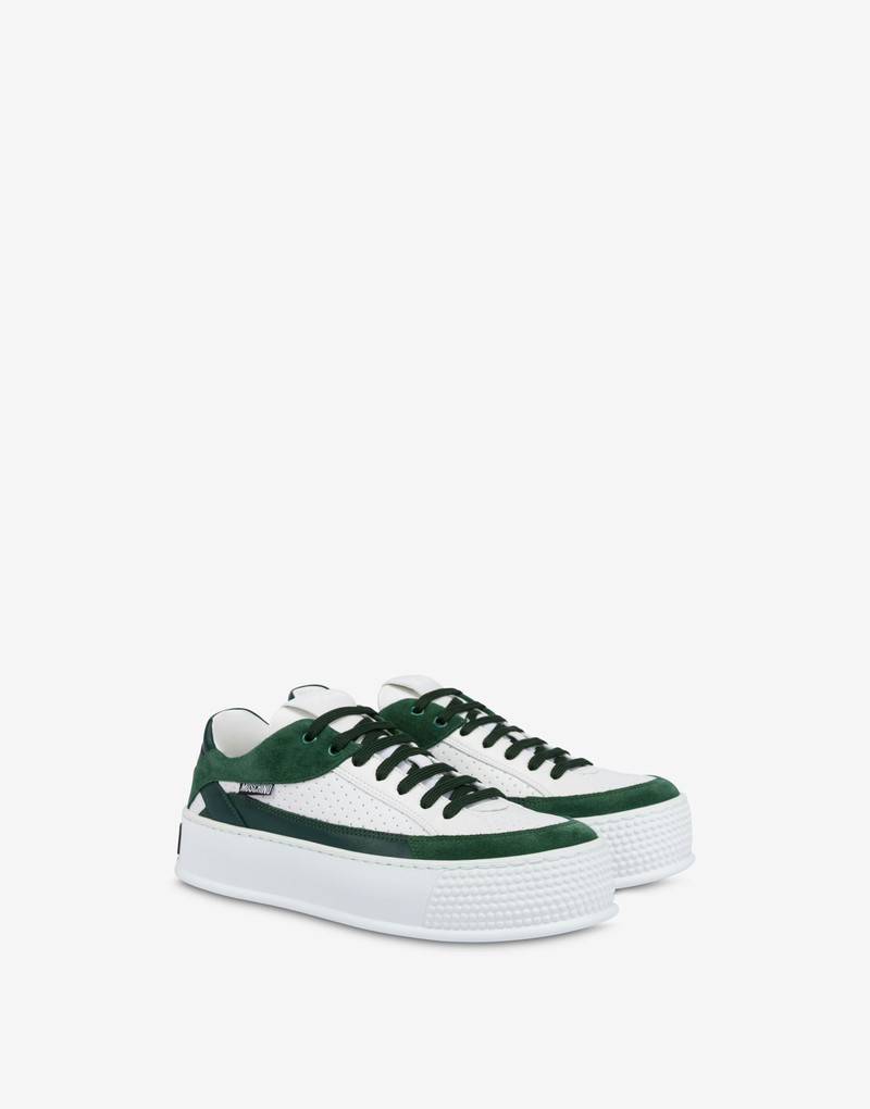 BUMPS & STRIPES CALFSKIN AND SPLIT LEATHER SNEAKERS 1