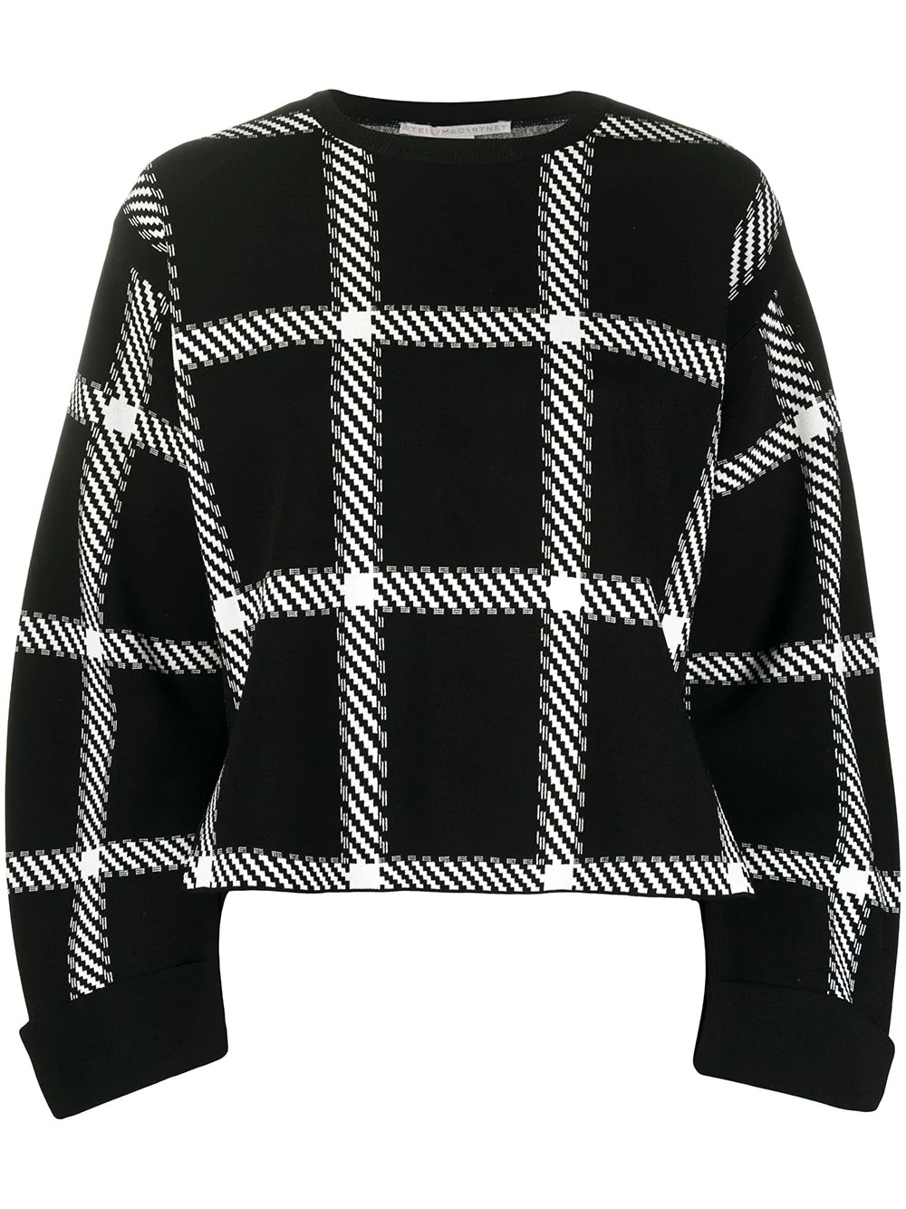   windowpane check print sweatshirt   - 1