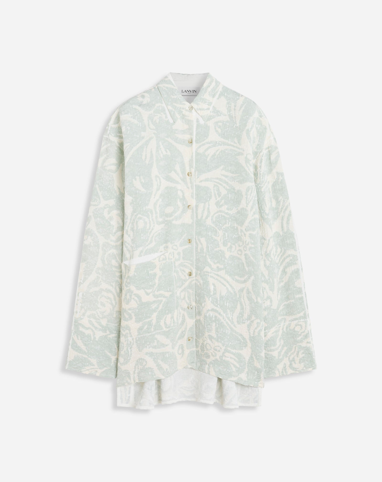FLOWER PRINT LONG SLEEVE OVERSIZED RELAXED SHIRT - 1
