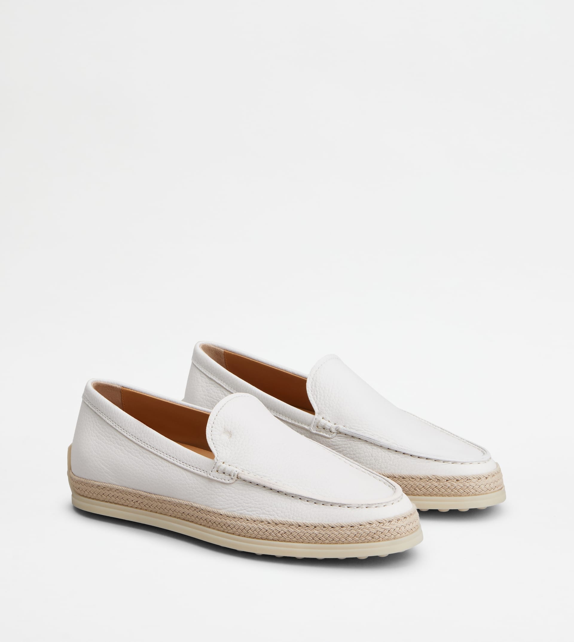 SLIPPER LOAFERS IN LEATHER - WHITE - 2