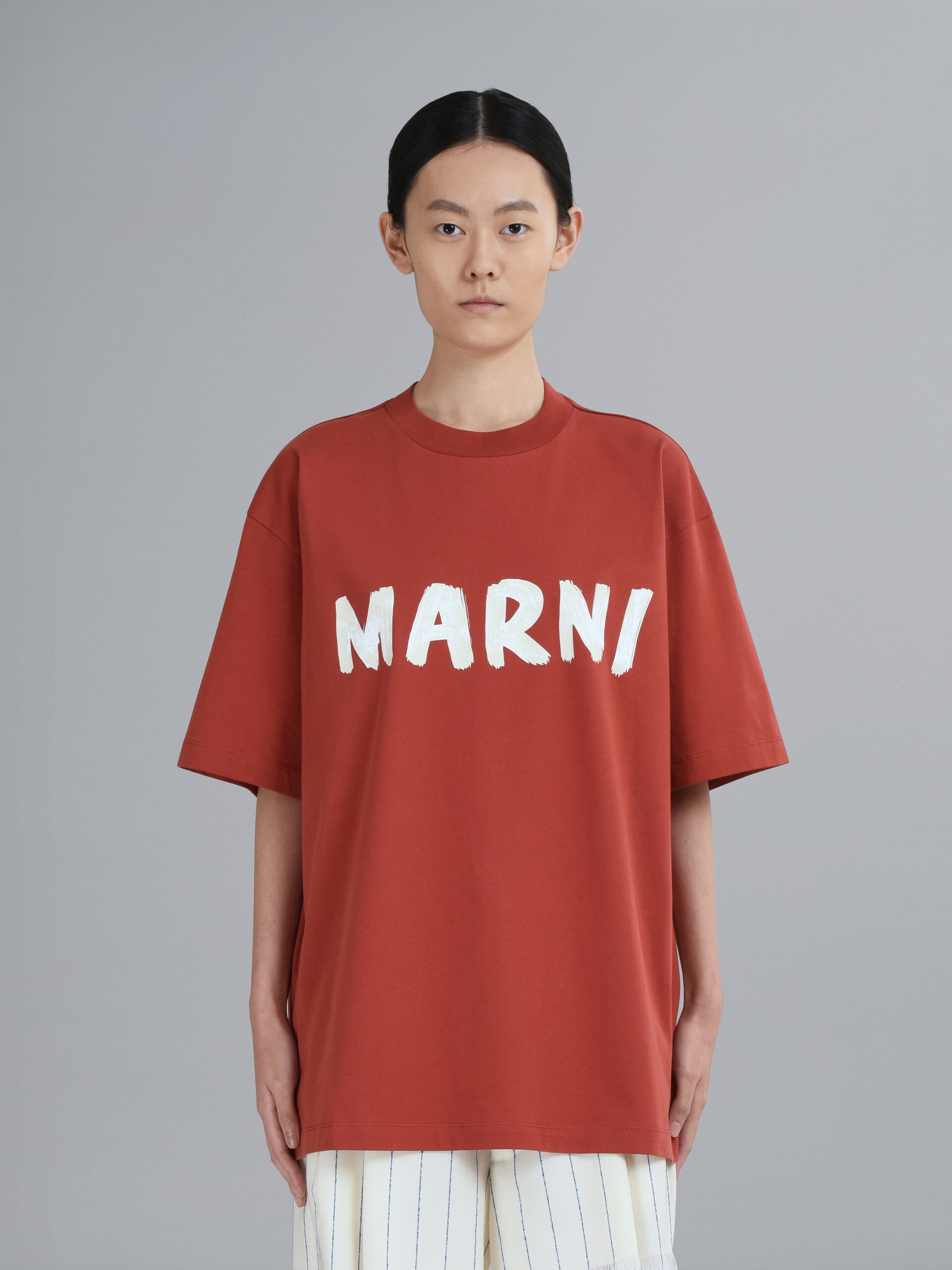 BROWN LOGO PRINT BIO JERSEY T-SHIRT - 2