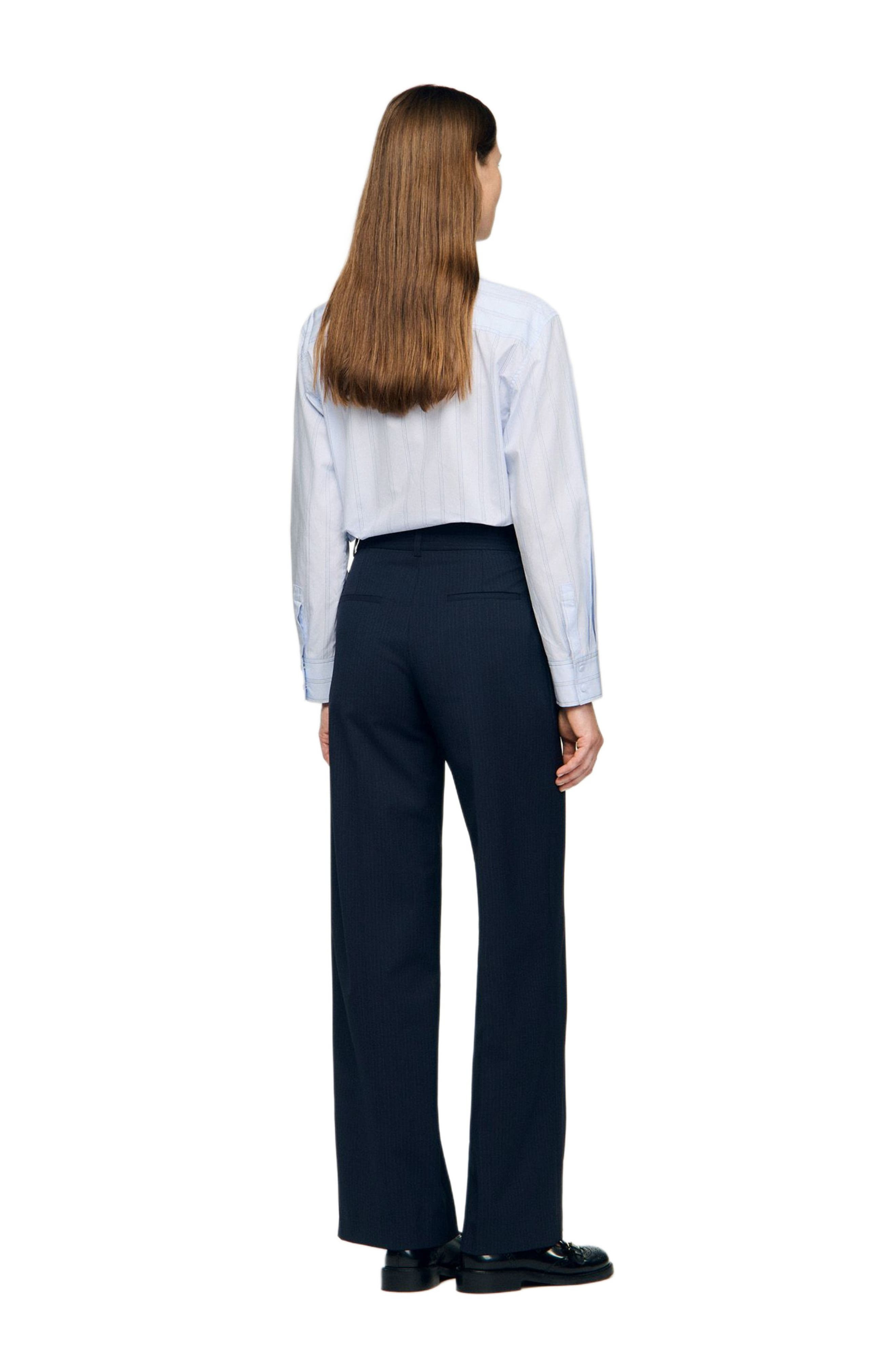 SANDRO Chalk-striped trousers in Navy Blue at Nordstrom - 3