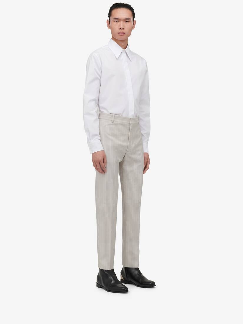 Men's Tailored Cigarette Trousers in Ice Grey - 3