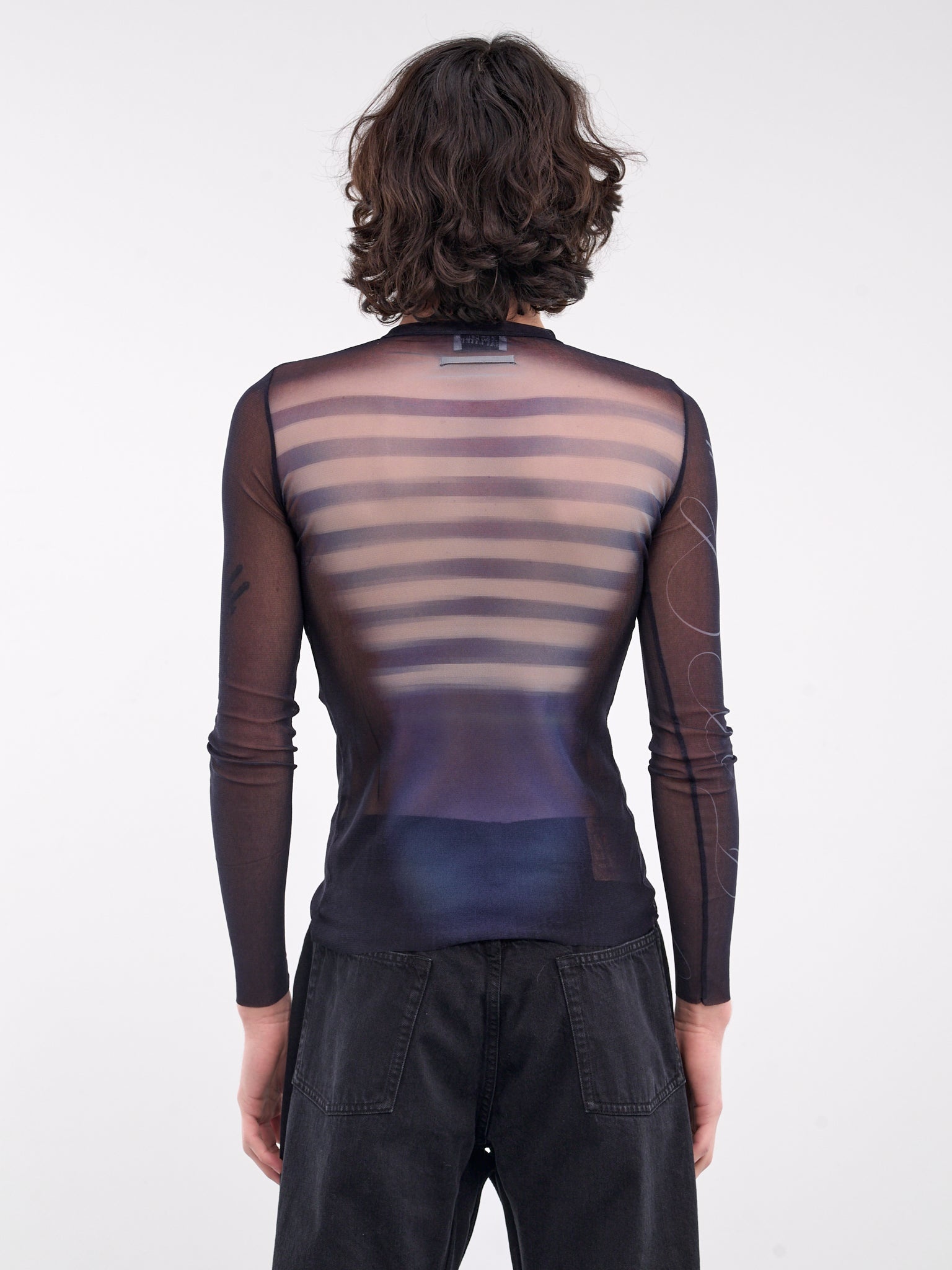 Printed Mesh Long Sleeve Top - 3