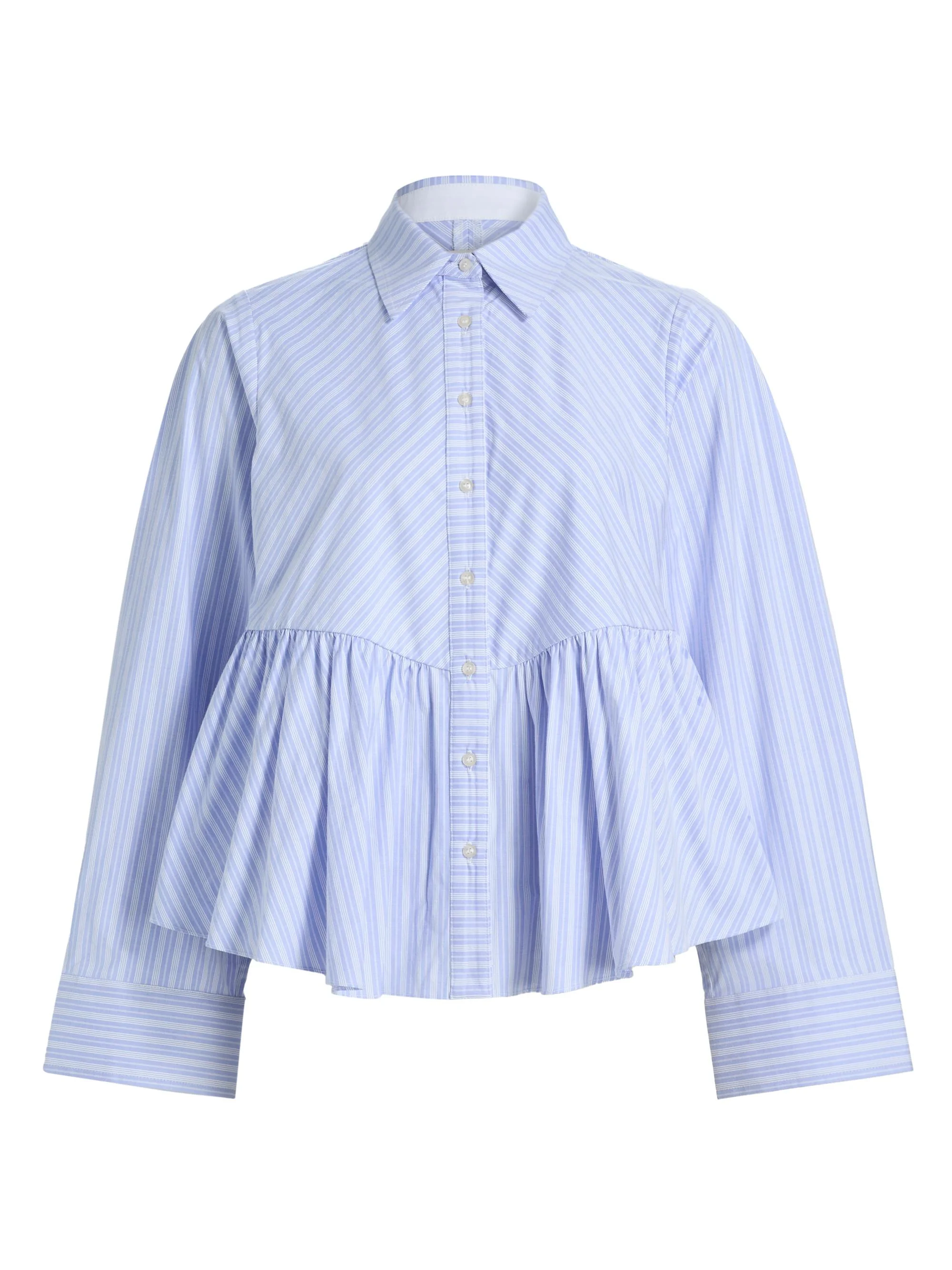 Women's Ambika Striped Cotton-Blend Peplum Shirt - Blue - 1