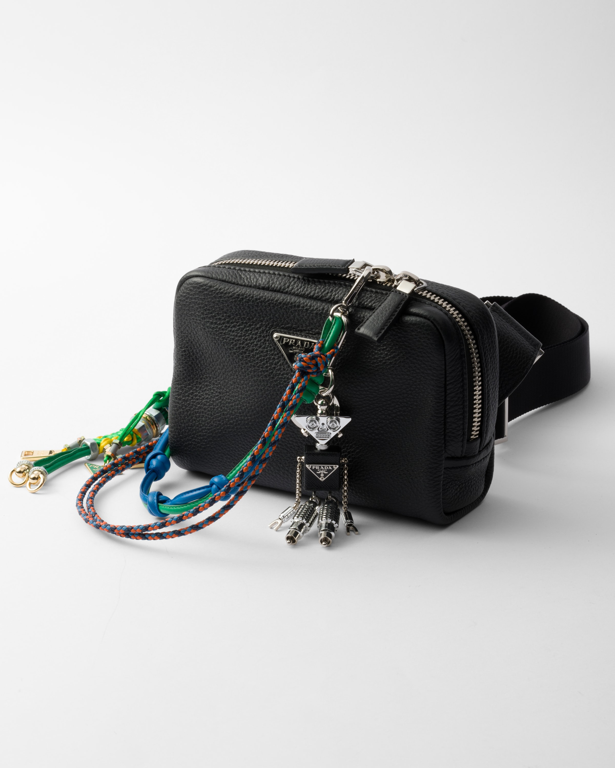 Saffiano leather robot trick keychain - 2