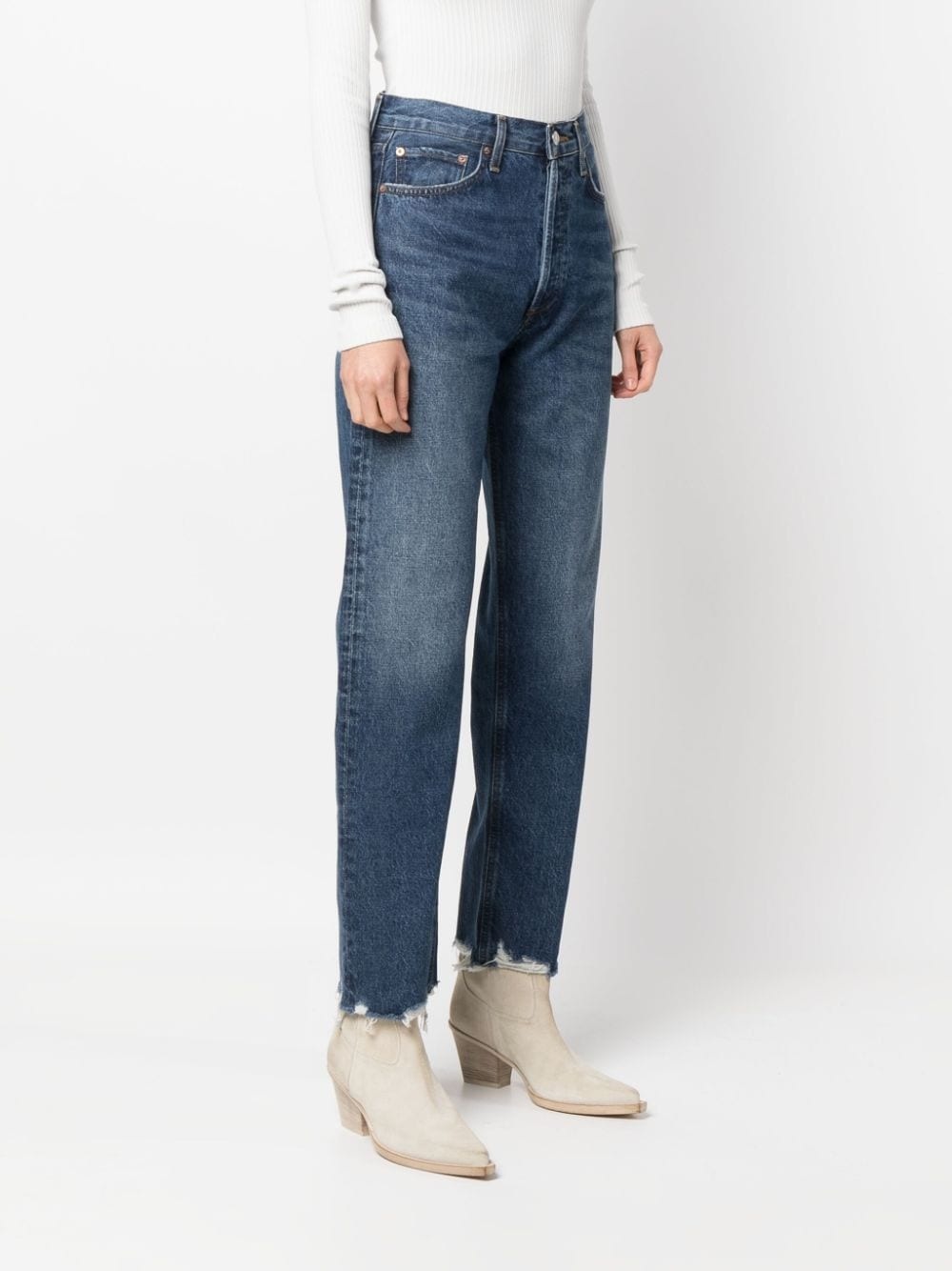 distressed-finish straight-leg jeans - 3