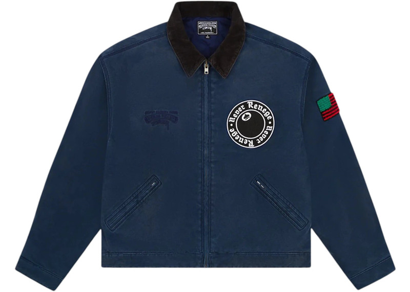 Denim Tears x Stussy Never Renege Canvas Work Jacket Navy/Black 1