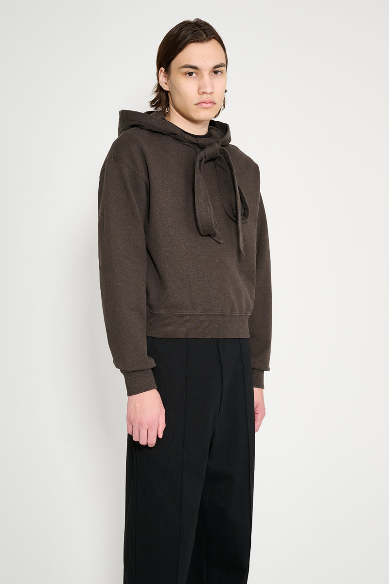 JW Anderson JW ANDERSON TIED BOW HOODIE DARK BROWN MELANGE outlook