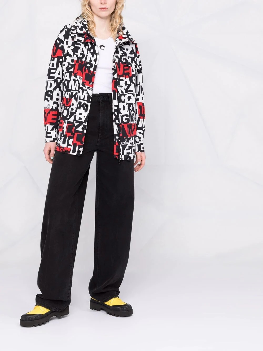alphabet-print jacket - 2