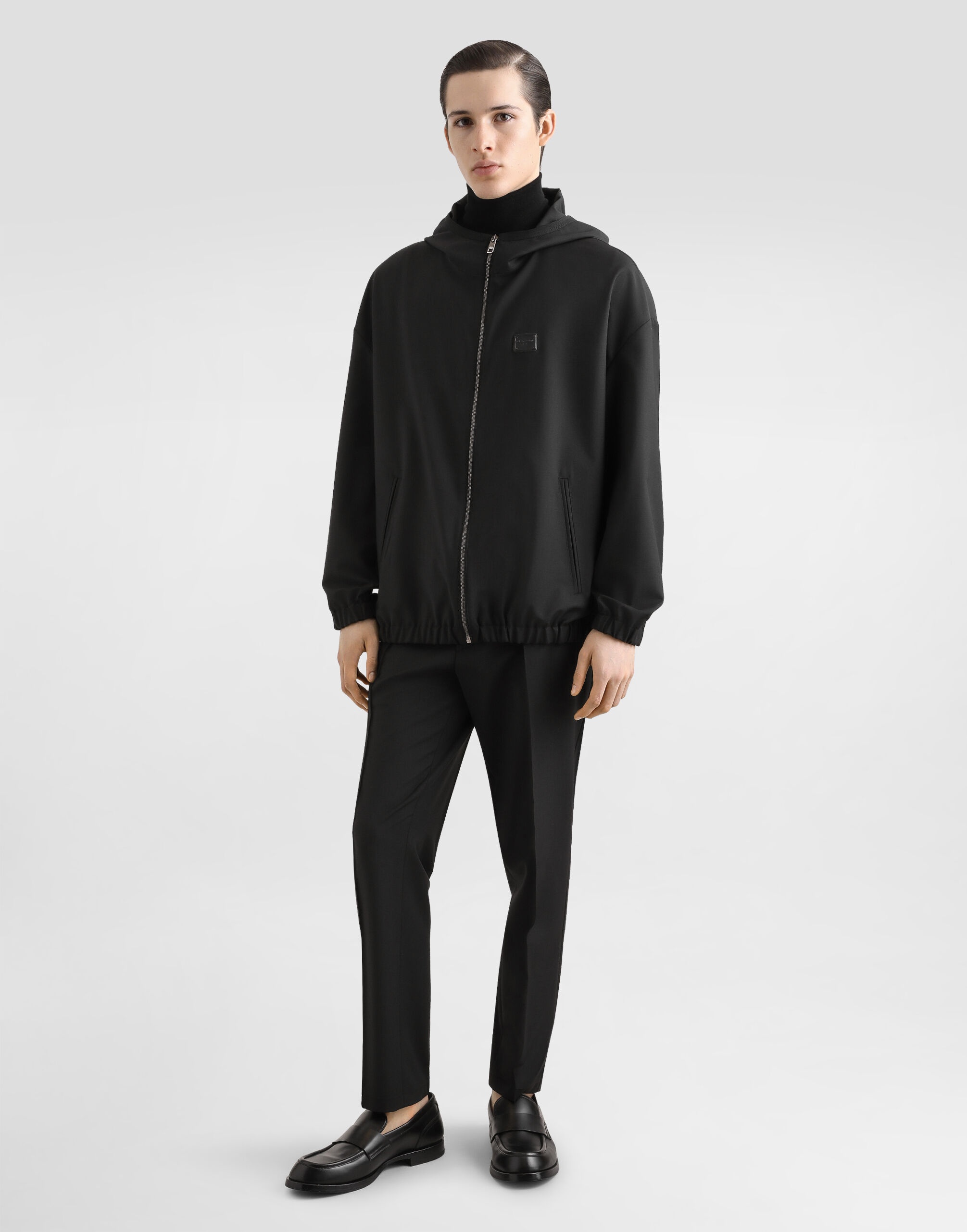 Hooded woolen jacket with tag - 2