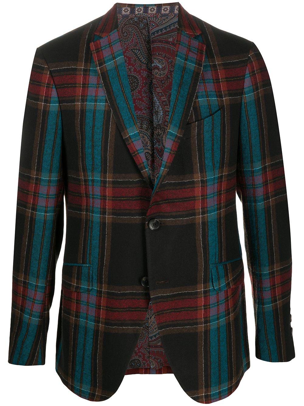 tartan-pattern wool blazer - 1