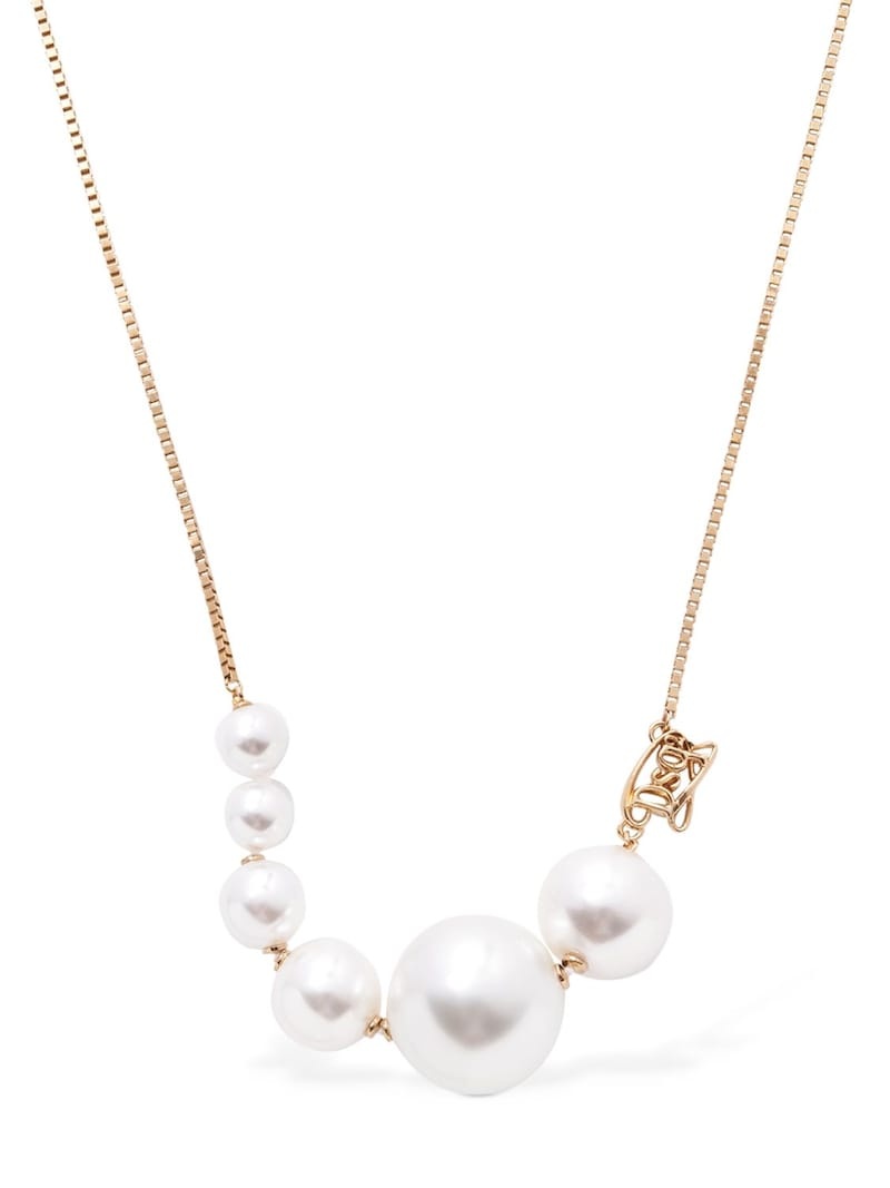 Dsq2 Faux pearl charm necklace - 1