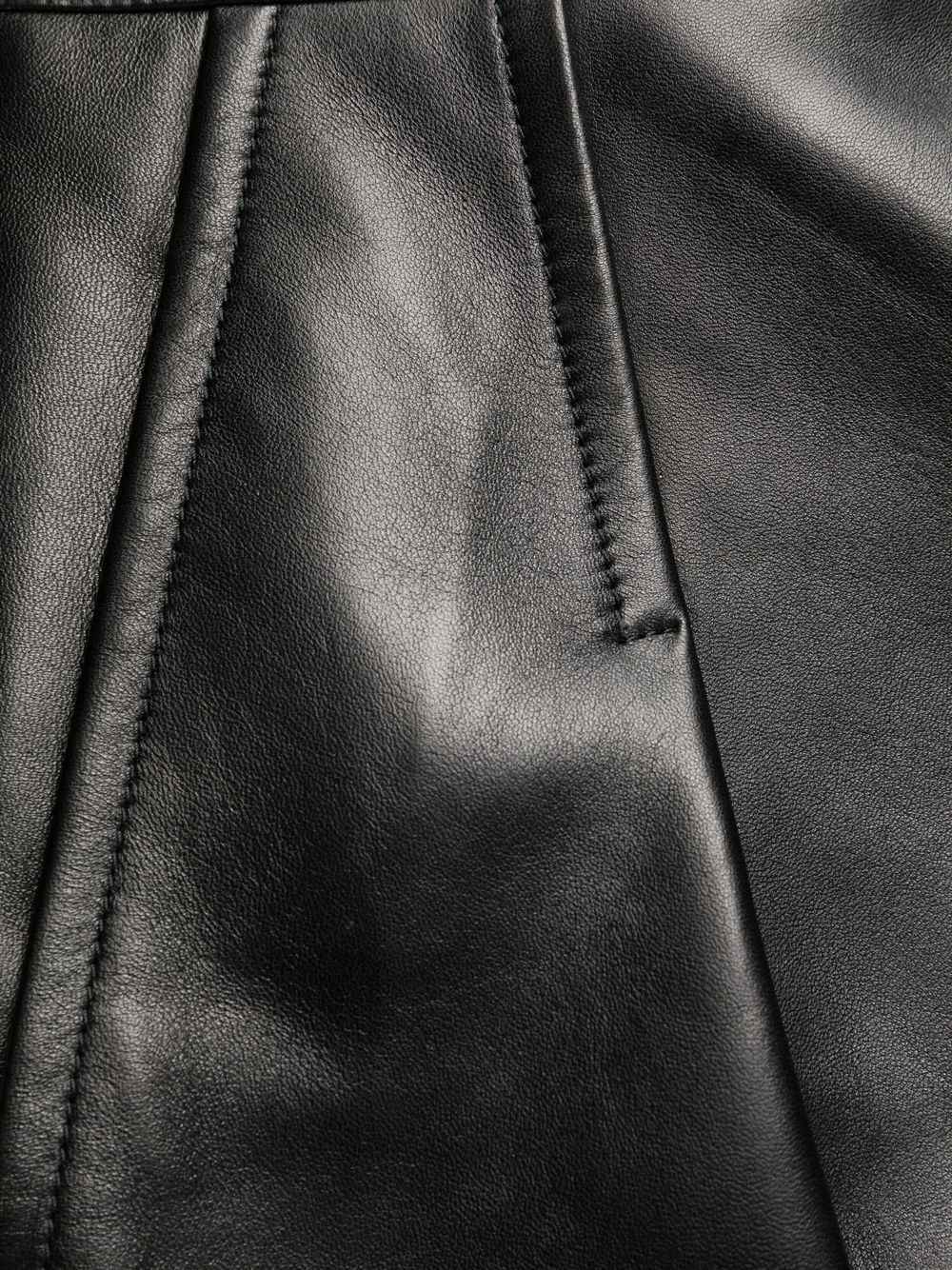 pleat-detail leather trousers - 6