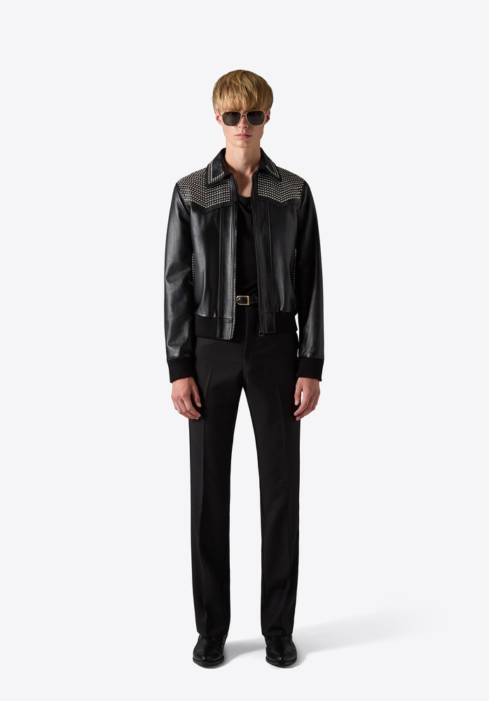 LEATHER JACKET 77 BLACK CRYSTAL STUDS - 2