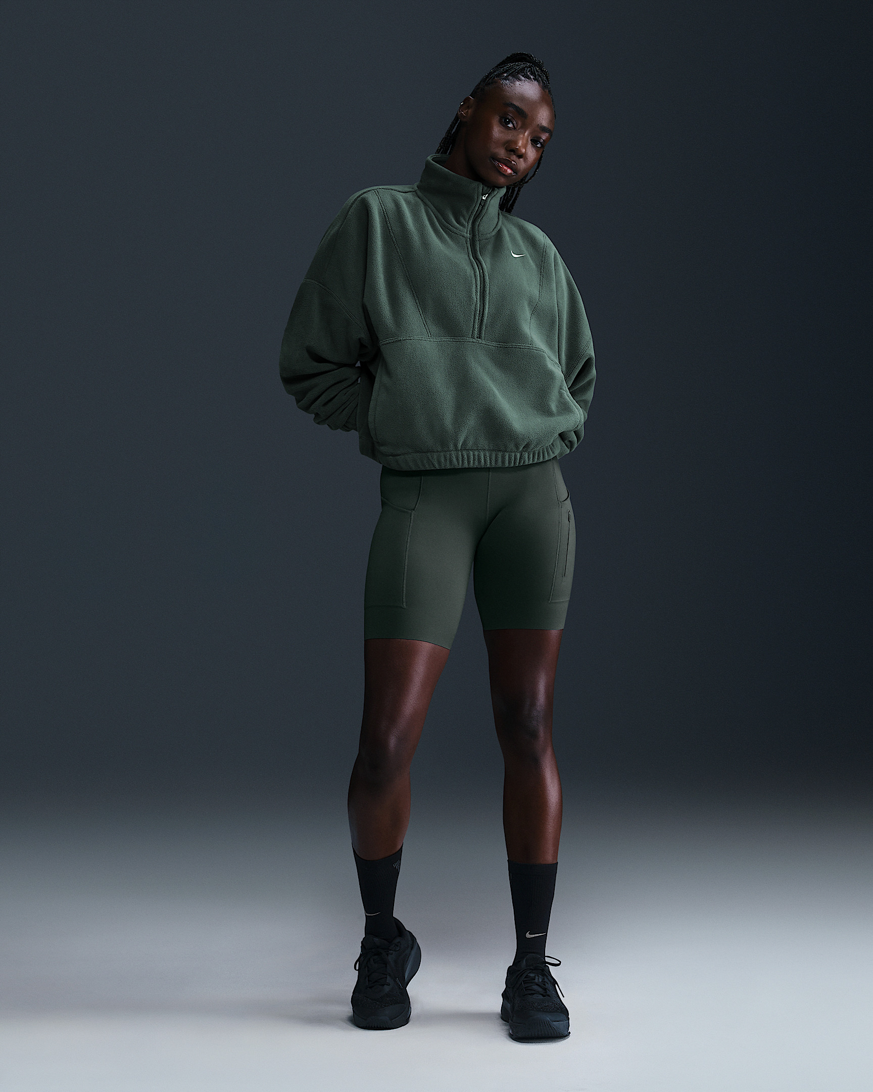 Nike One Women's Therma-FIT Oversized 1/2-Zip Fleece Top - 4