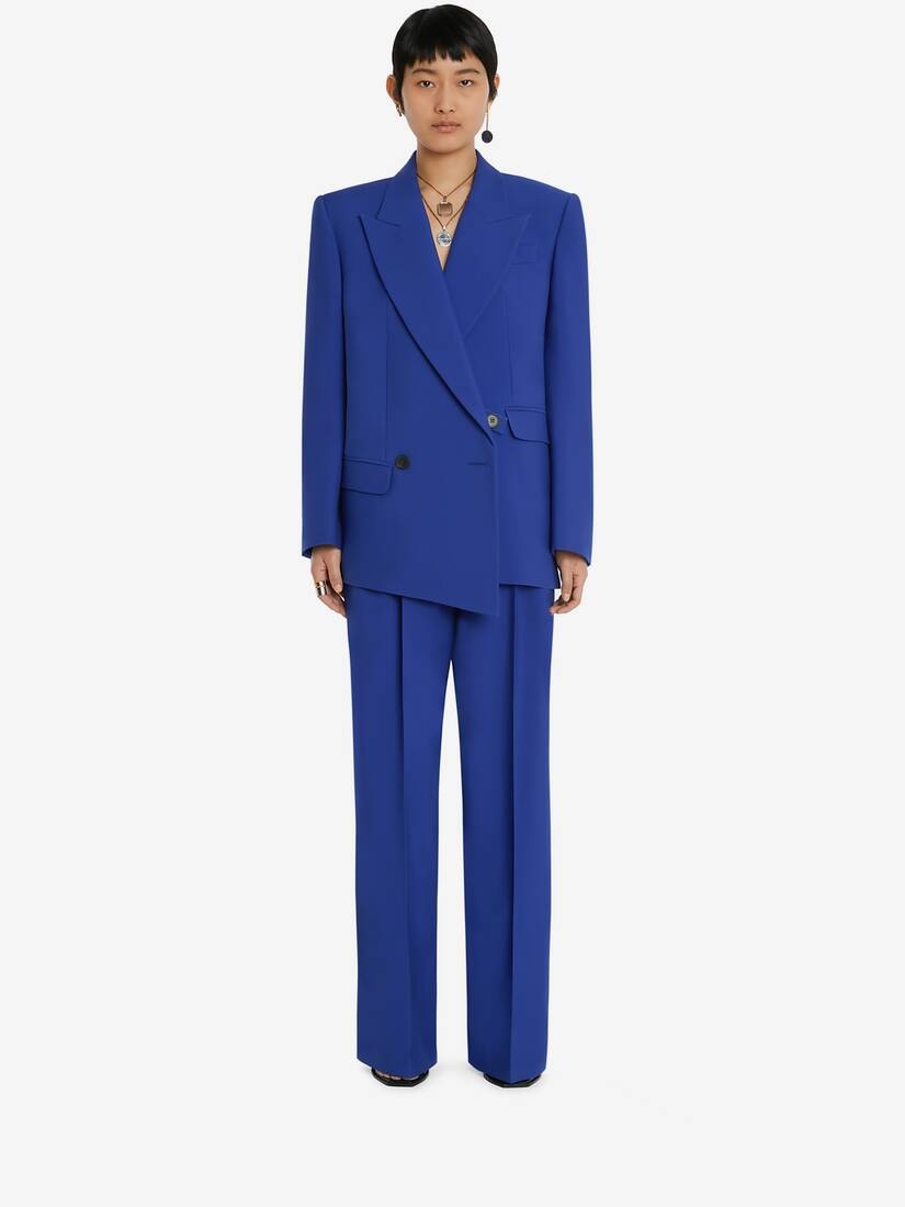 Double-breasted Wool Boxy Jacket in Electric Blue - 2