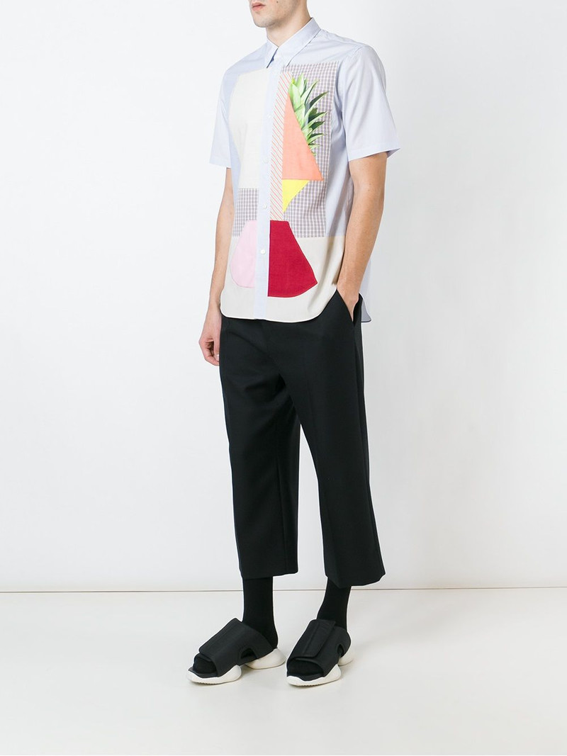 Junya Watanabe MAN grid print patchwork button down shirt outlook