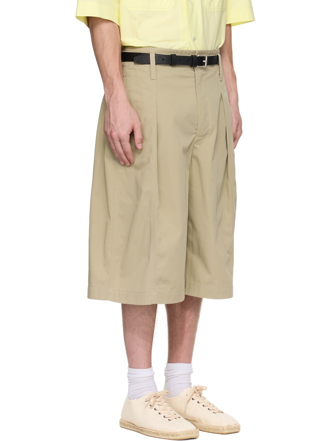 Khaki Maxi Pleated Bermuda Shorts - 2