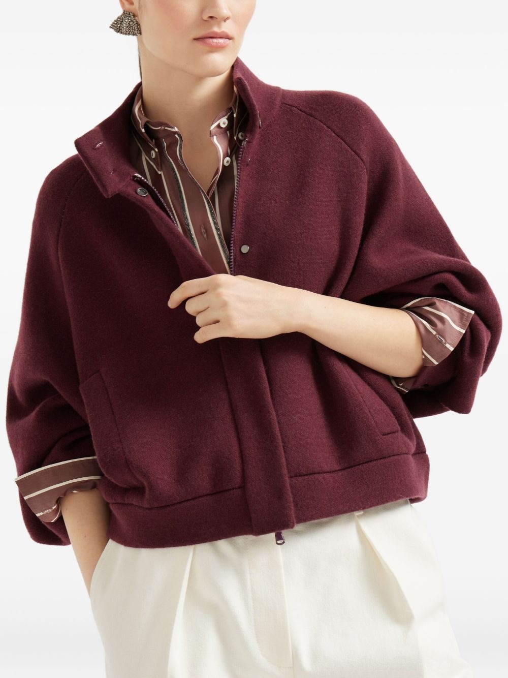 high-neck balloon-sleeve jacket - 3
