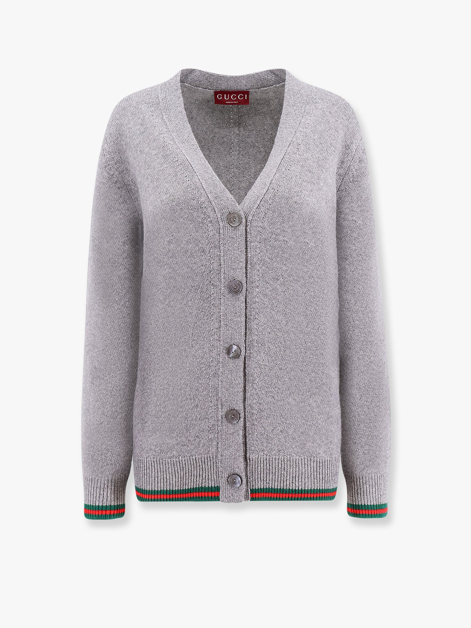 Wool And Cashmere Cardigan With Web Detail - 1