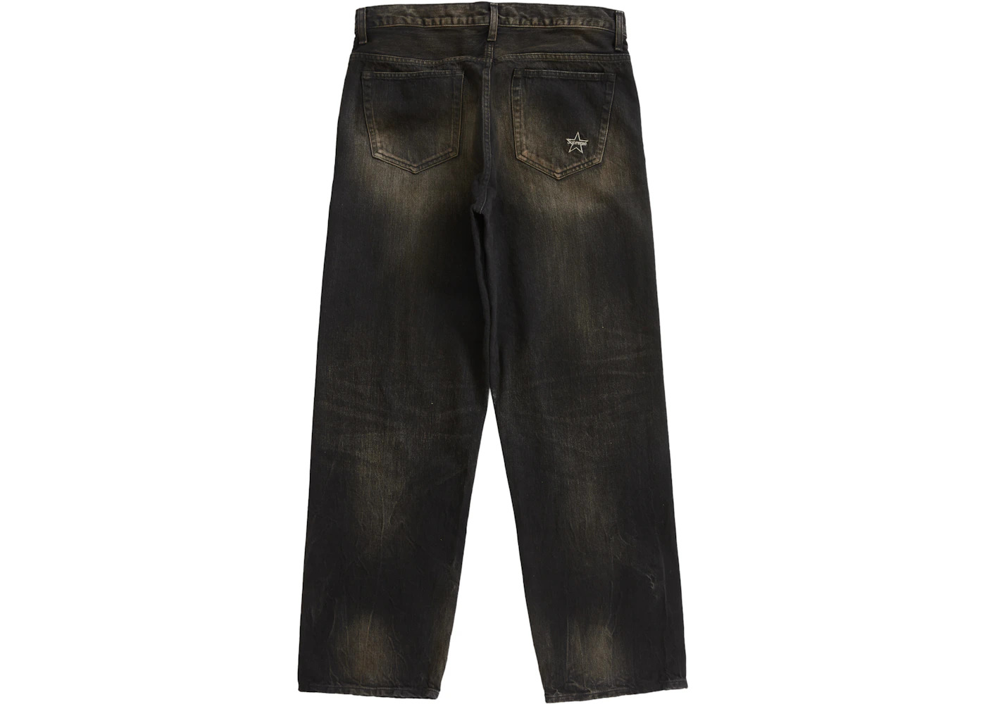 Supreme Distressed Loose Fit Selvedge Jean Washed Black - 2