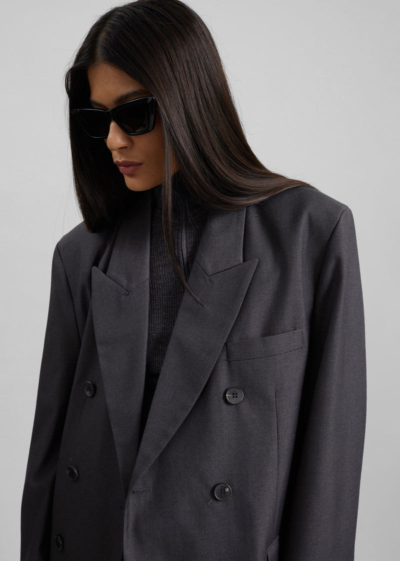 Daroca Double-Breasted Blazer - Charcoal 7