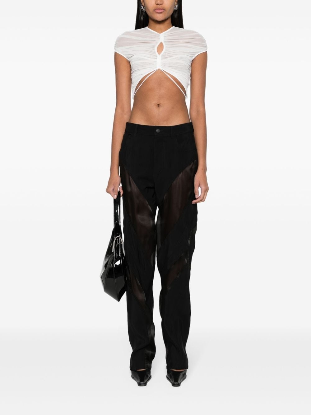 cropped mesh T-shirt - 2