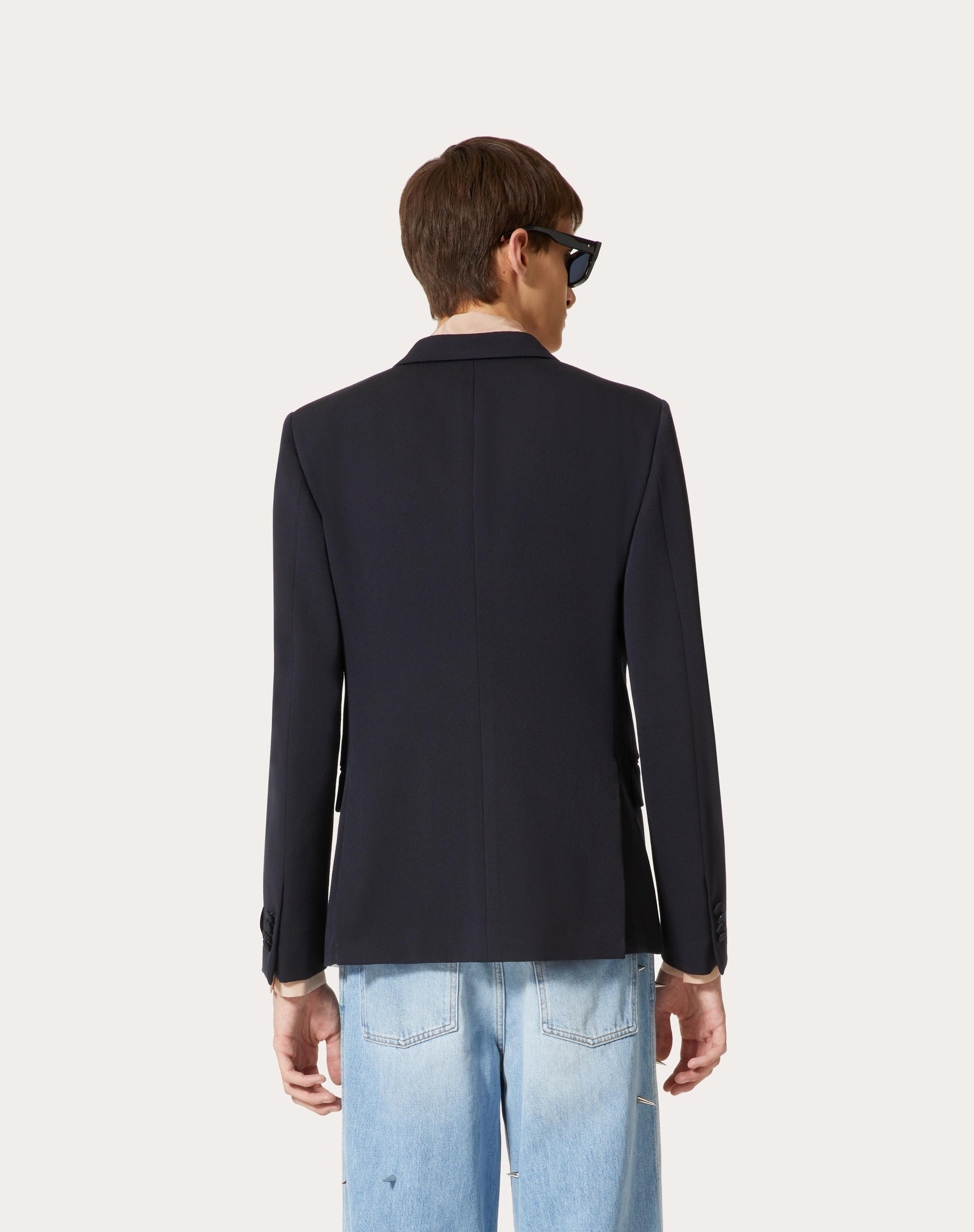 ジャケット Valentino Black wool double-breasted jacket Double-breasted Wool Jacket With Punk Studs for Man in Black