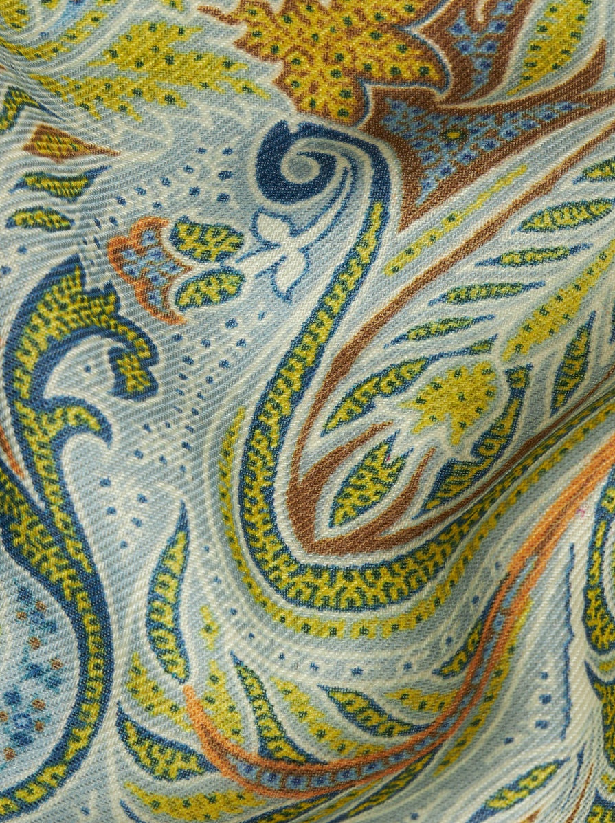 ORNAMENTAL PAISLEY WOOL AND SILK SCARF - 3