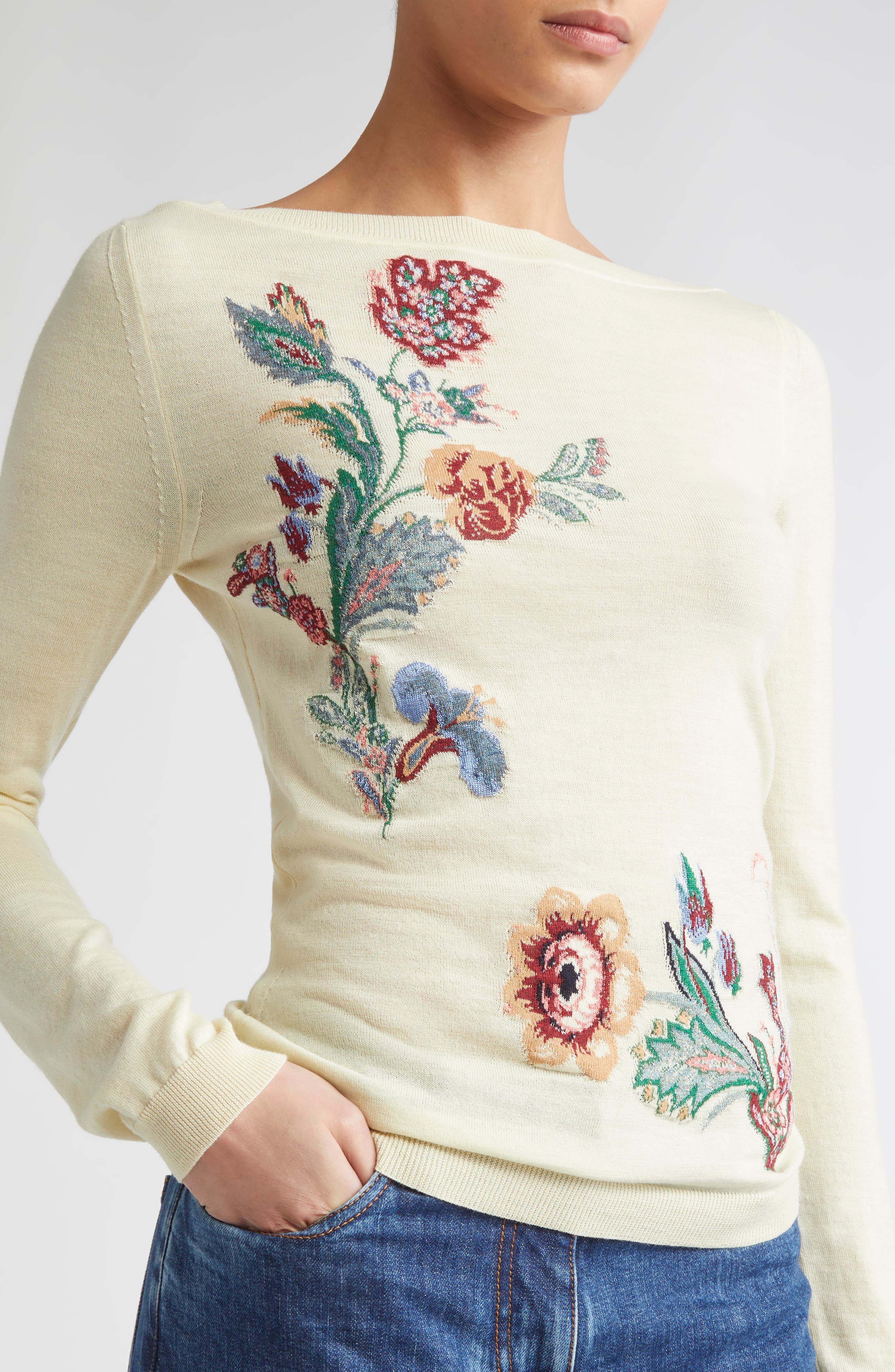 Etro Paisley Wool Blend Sweater in Ivory at Nordstrom - 4