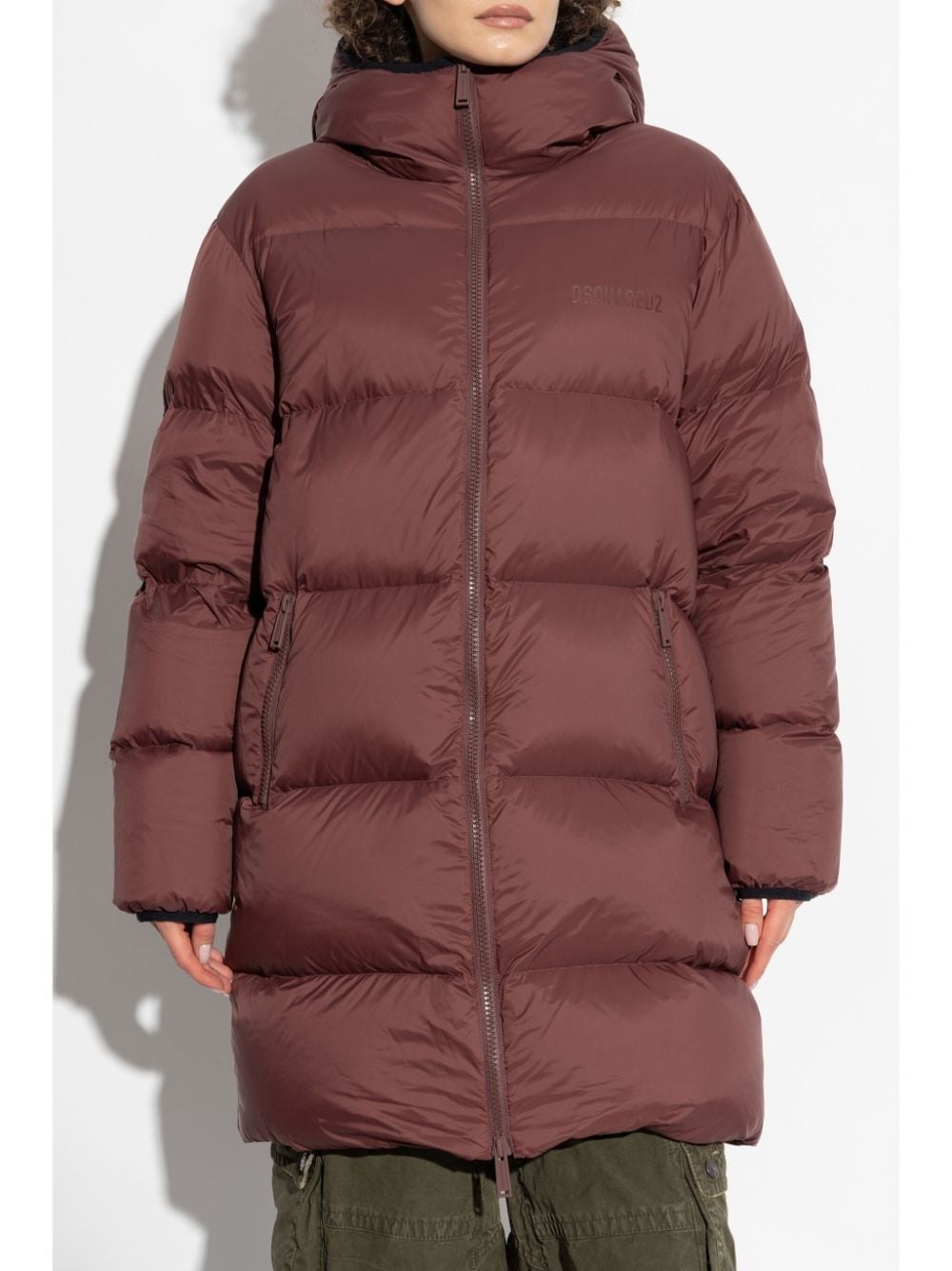 logo-print padded coat - 3