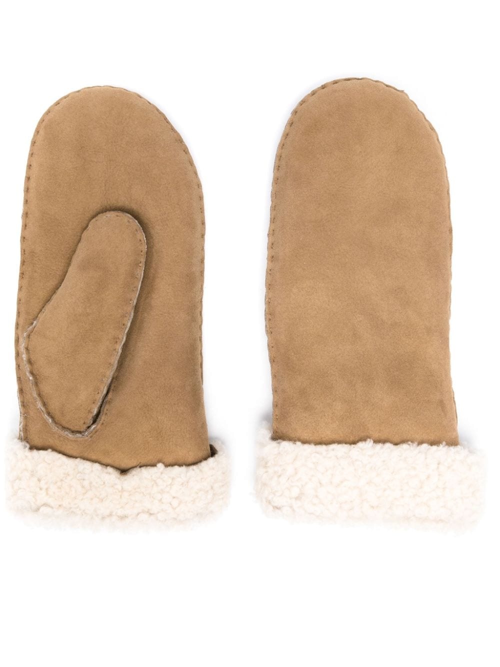 shearling-trim mittens - 1