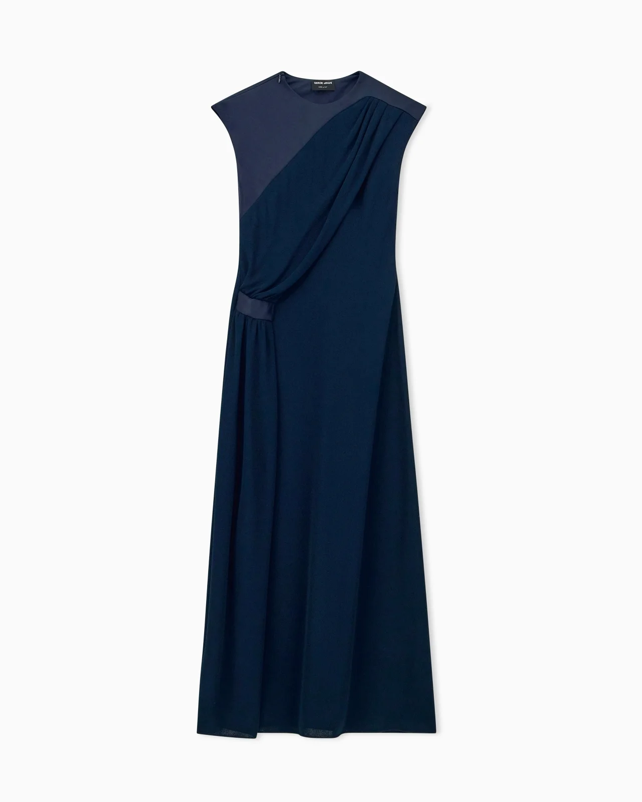 DRESS WITH DRAPED SIDE IN VISCOSE JERSEY AND SATIN - 1