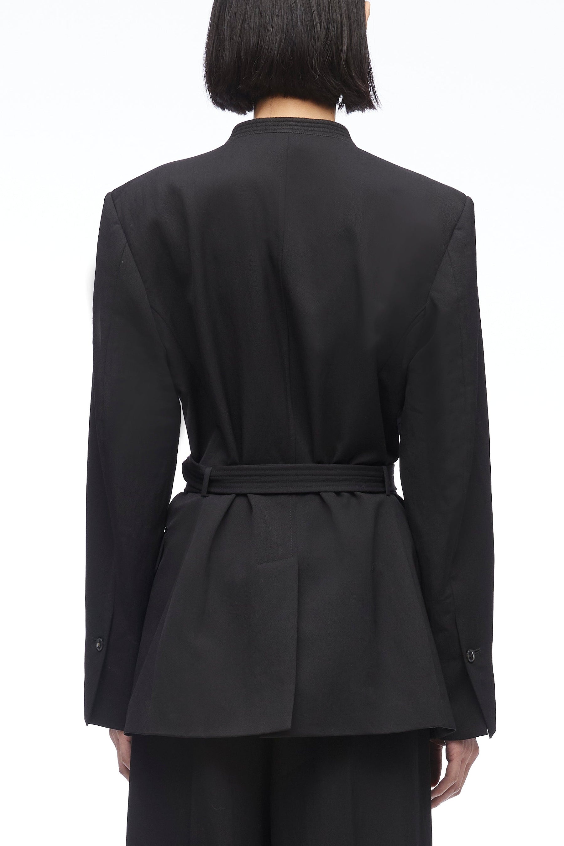 Relaxed Wool Blazer With Waist Tie - 4