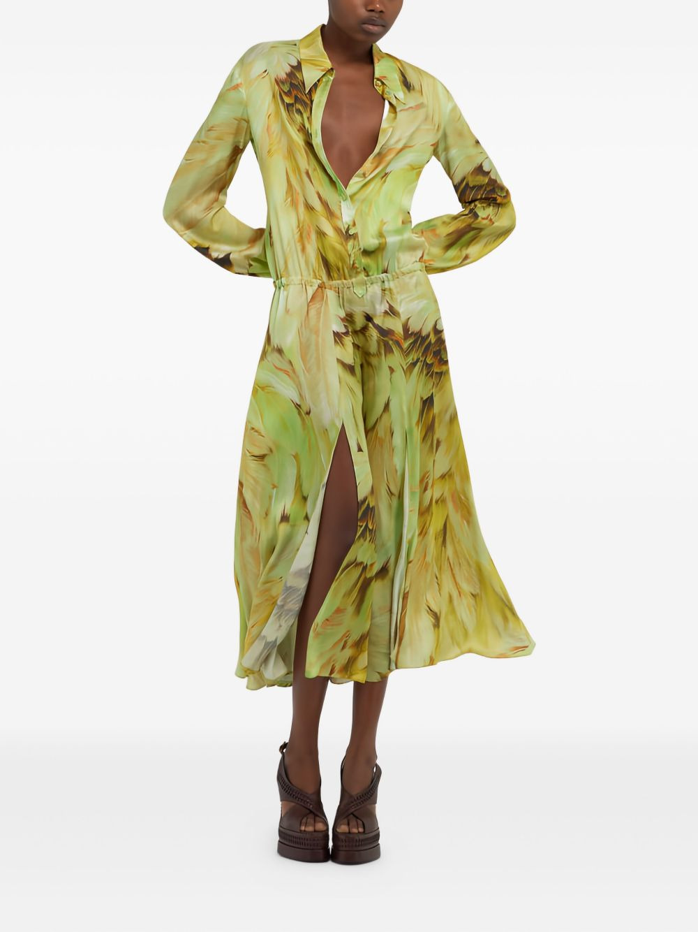 feather-print midi dress - 2
