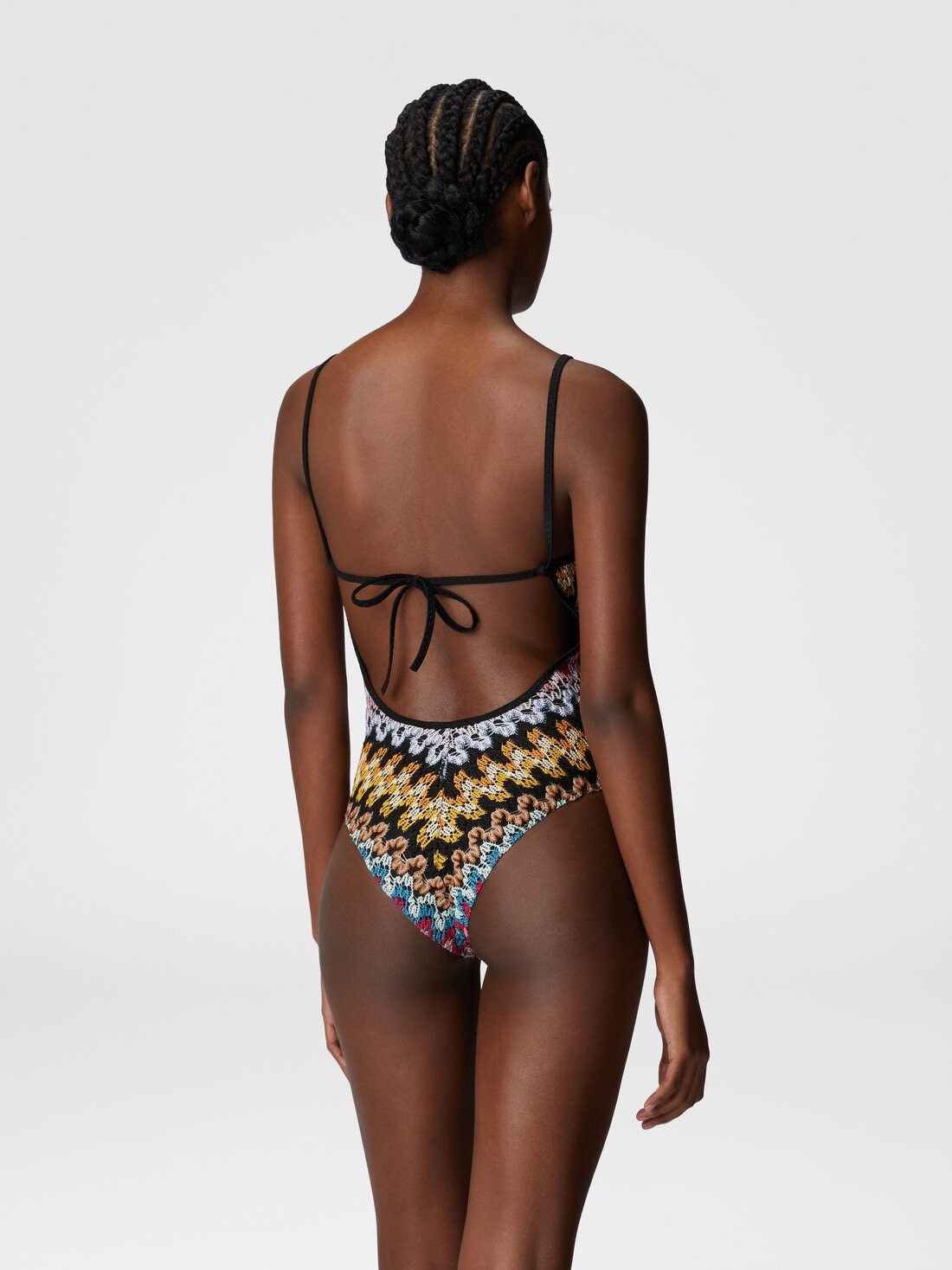 One-piece swimsuit in lamé viscose lace - 3