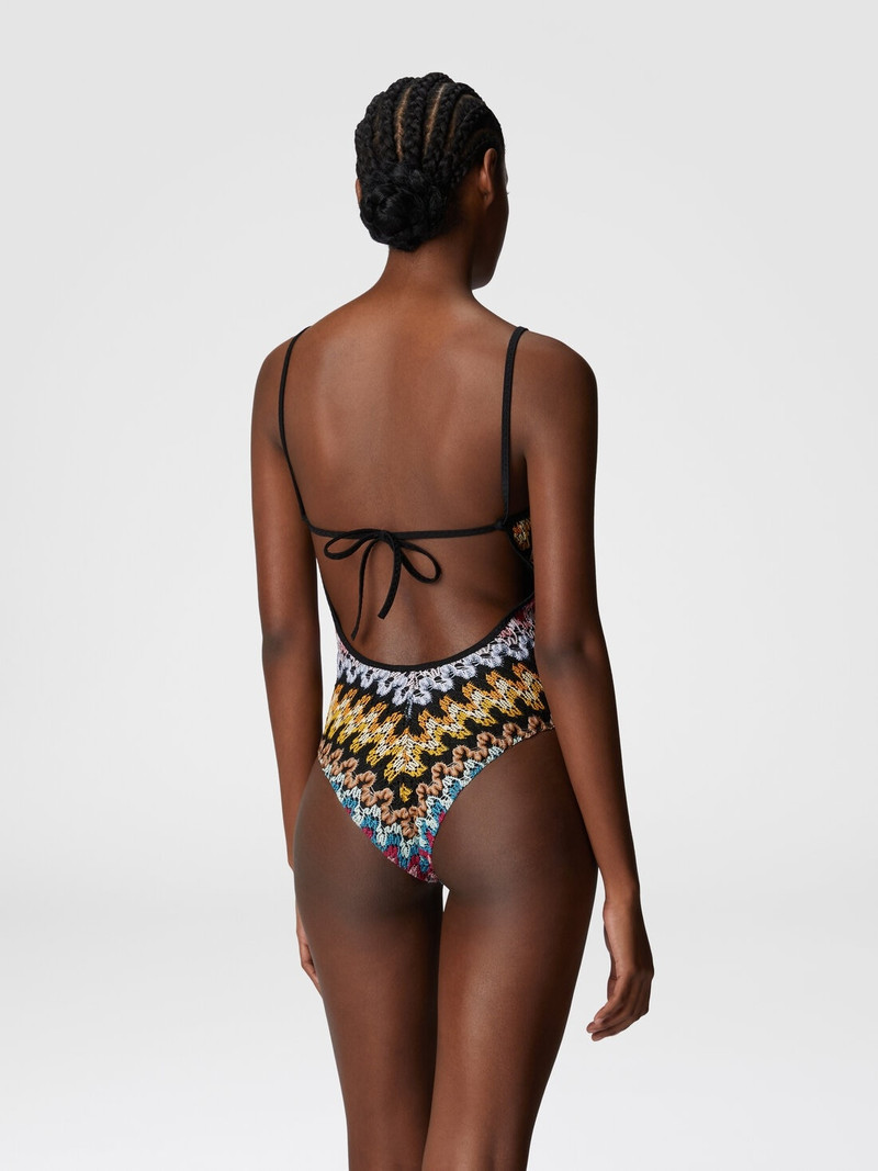 One-piece swimsuit in lamé viscose lace 3