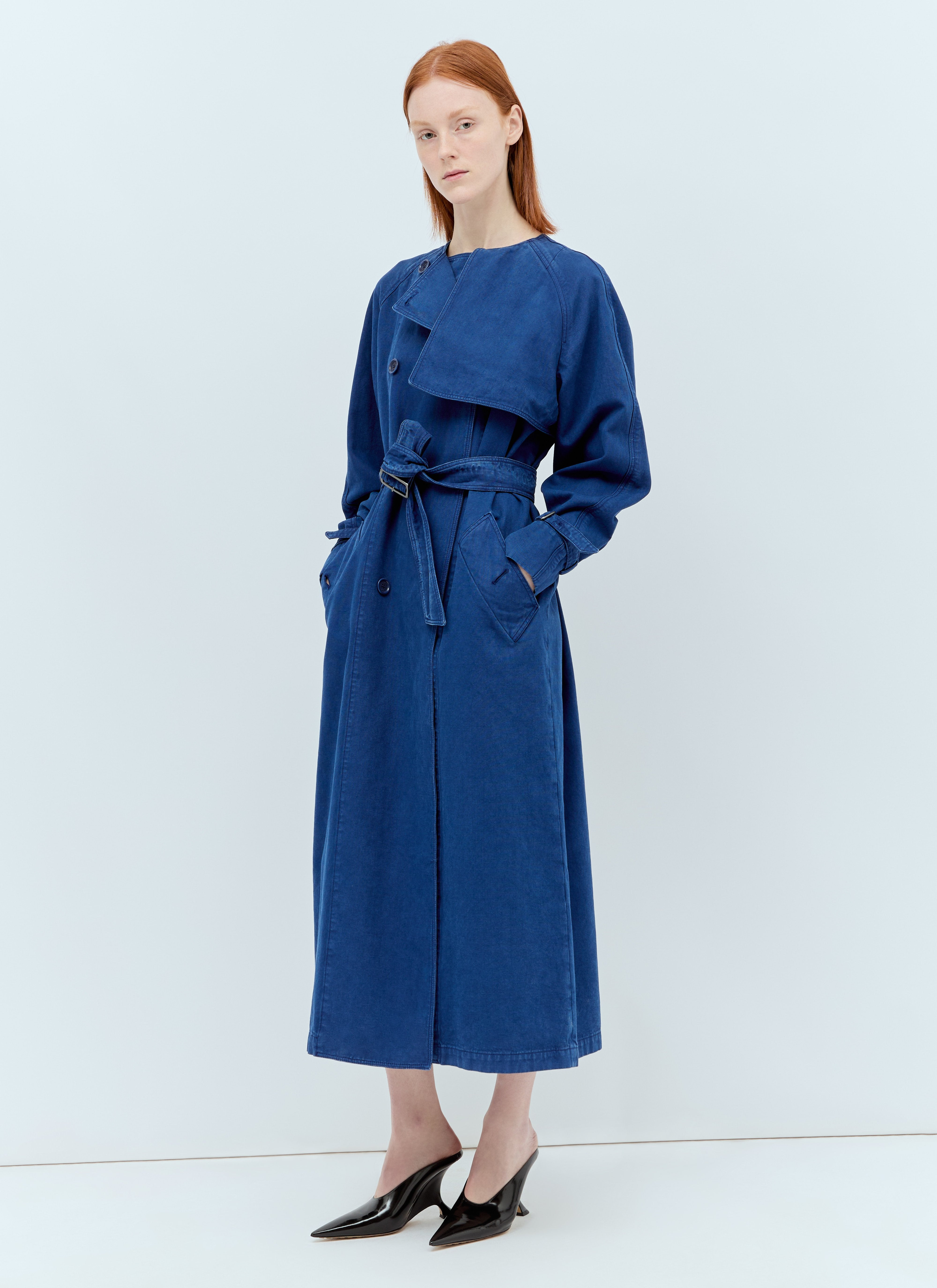 Max Mara Women Canvas Double-Breasted Trench Coat - 3