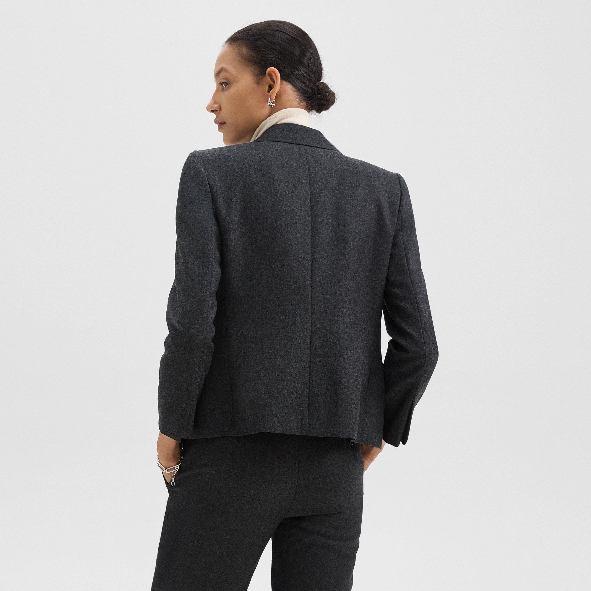Single-Button Blazer in Sleek Flannel - 4