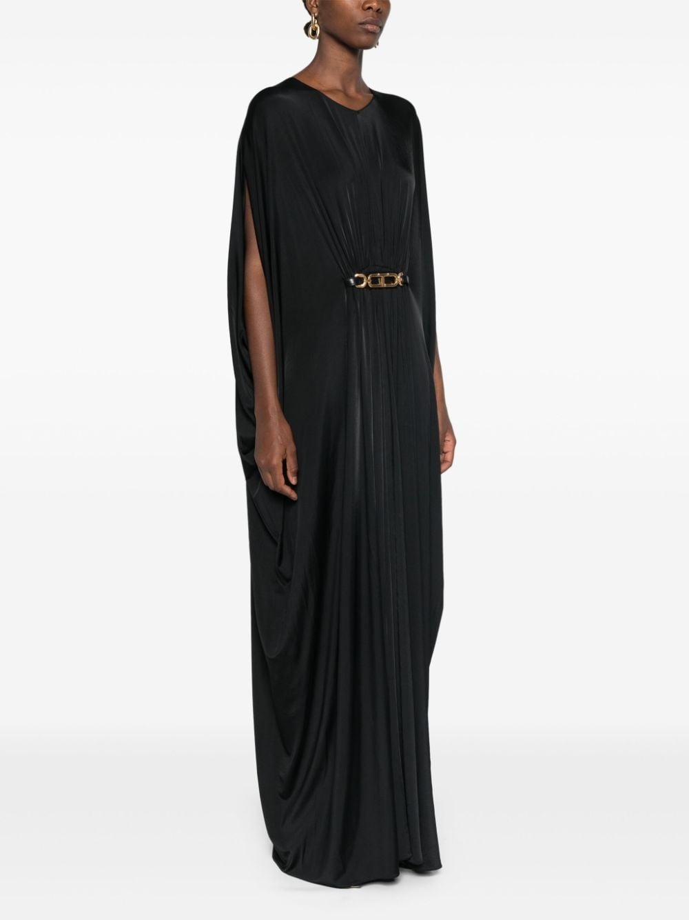 belted stretch-design kaftan - 3