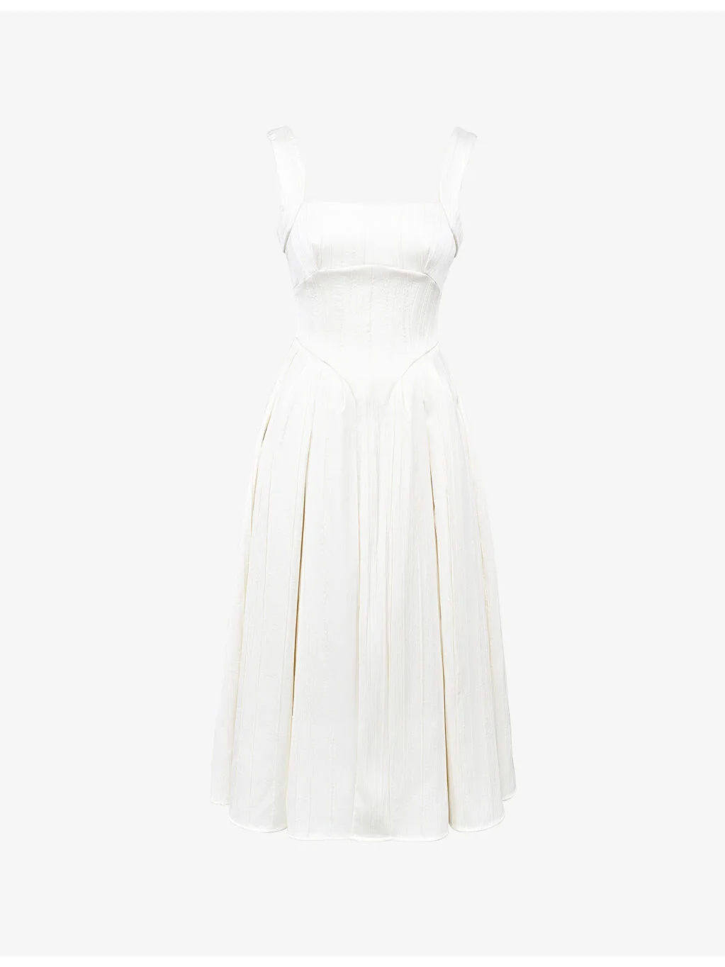 Isabeau Square-Neck Satin Midi Dress - 1