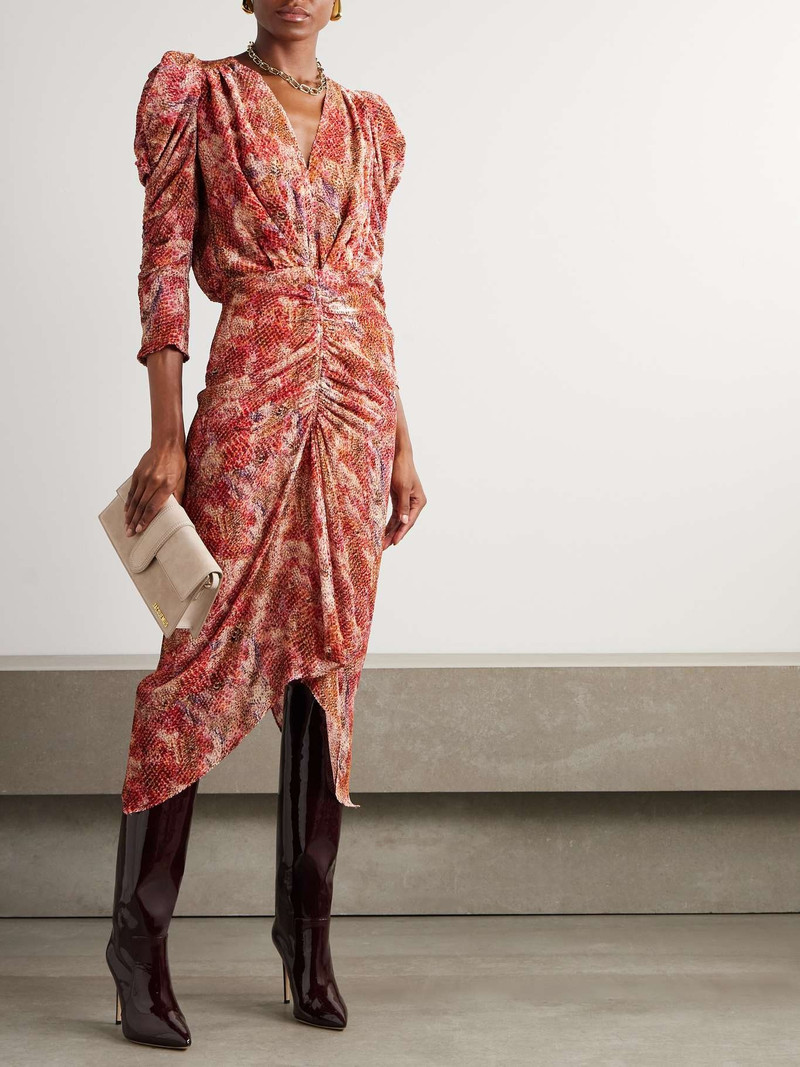 Isabel Marant Nemil gathered devor-chiffon silk-blend midi dress -  RO0486FA-B4J02I | REVERSIBLE