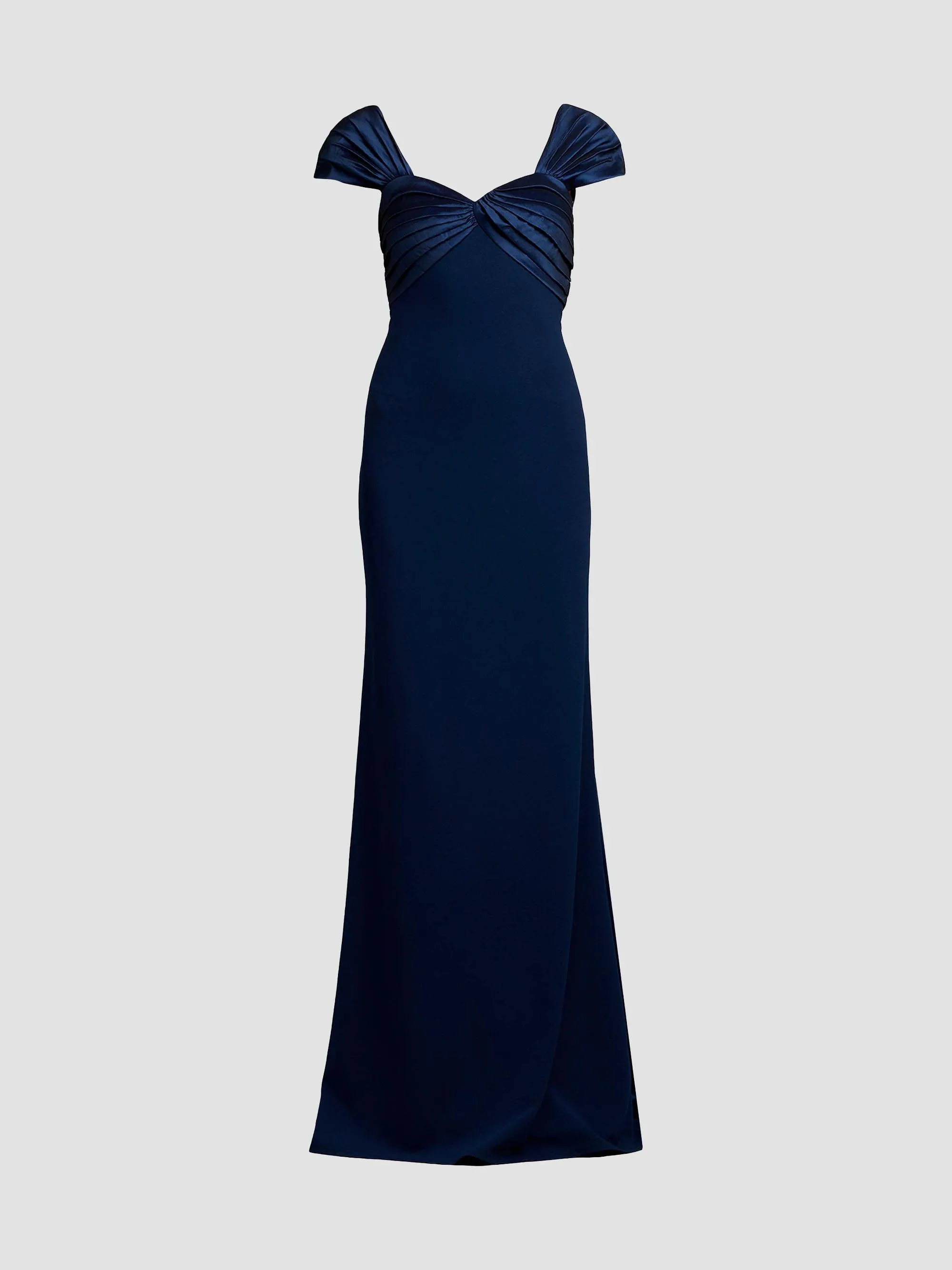 Women's Short-Sleeve Crepe Gown - Navy - 1