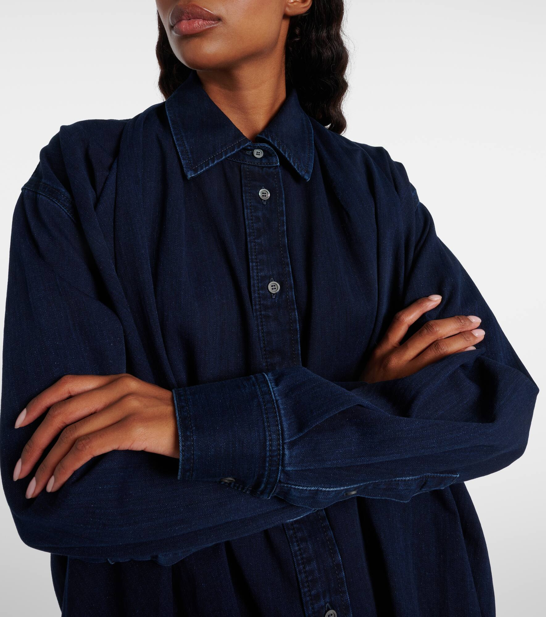 Draped denim shirt - 4