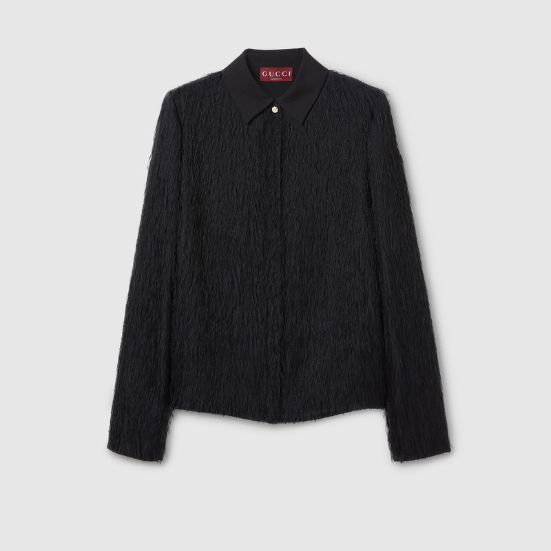 Fringed fil coupé fabric shirt 1