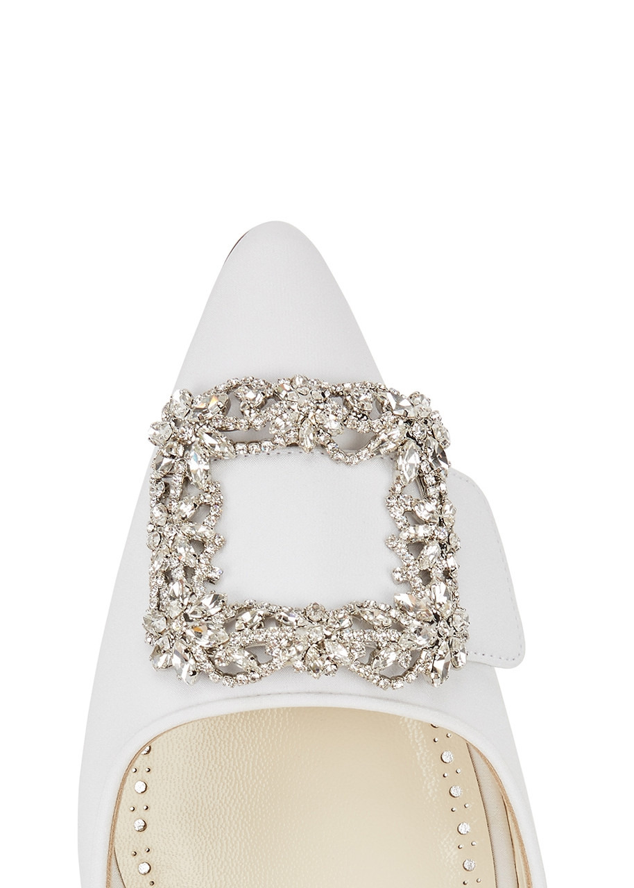 Maysale 50 white satin mules - 4