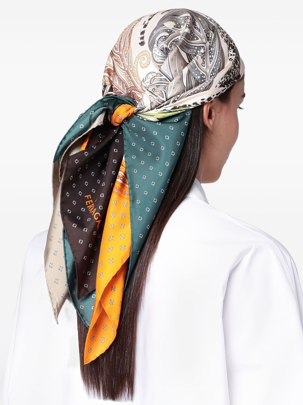 paisley-leopard print silk scarf - 3