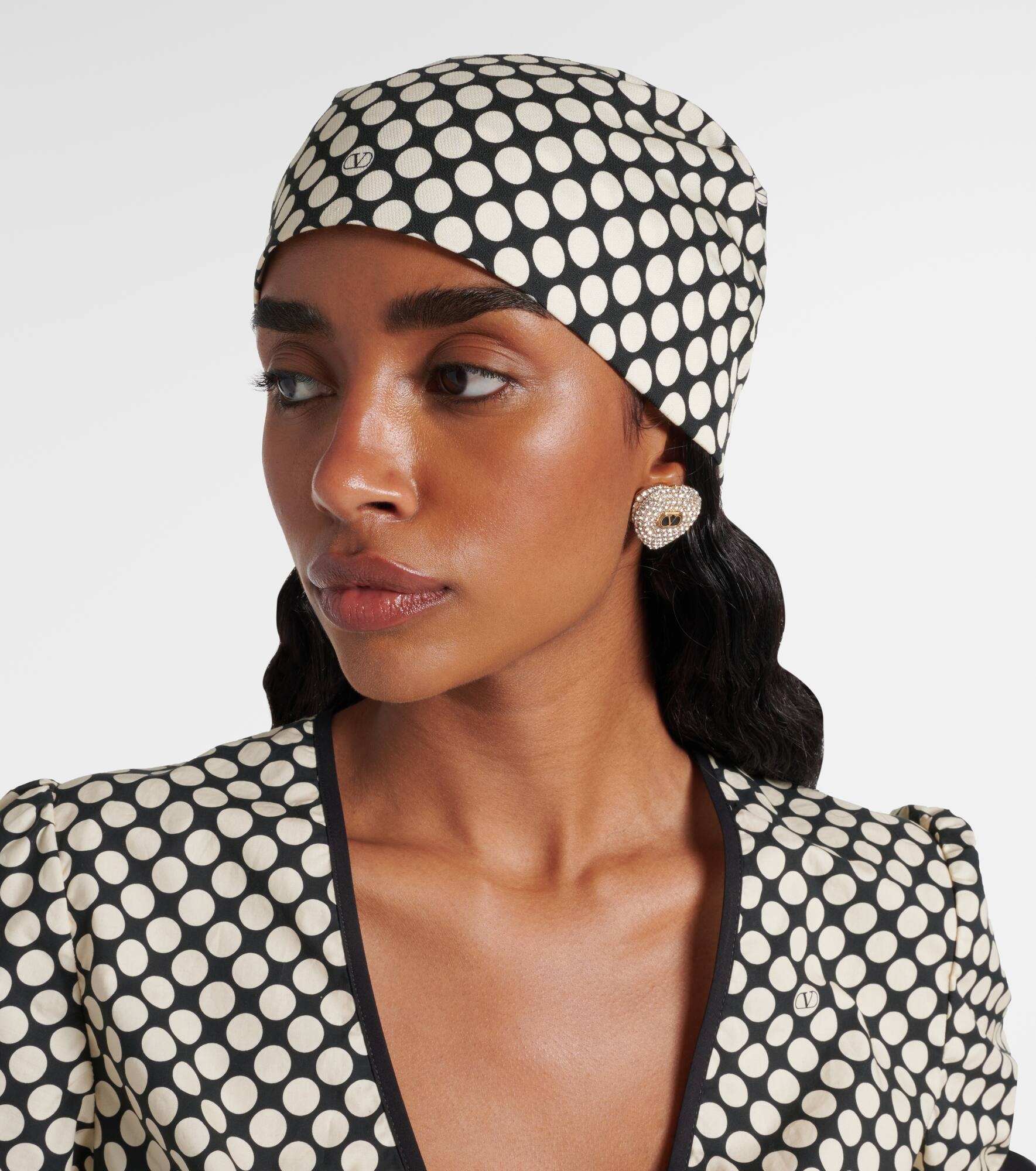 Escape polka-dot cotton and silk head wrap - 5